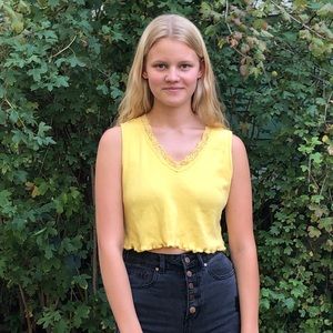 Yellow Cropped Tank Top